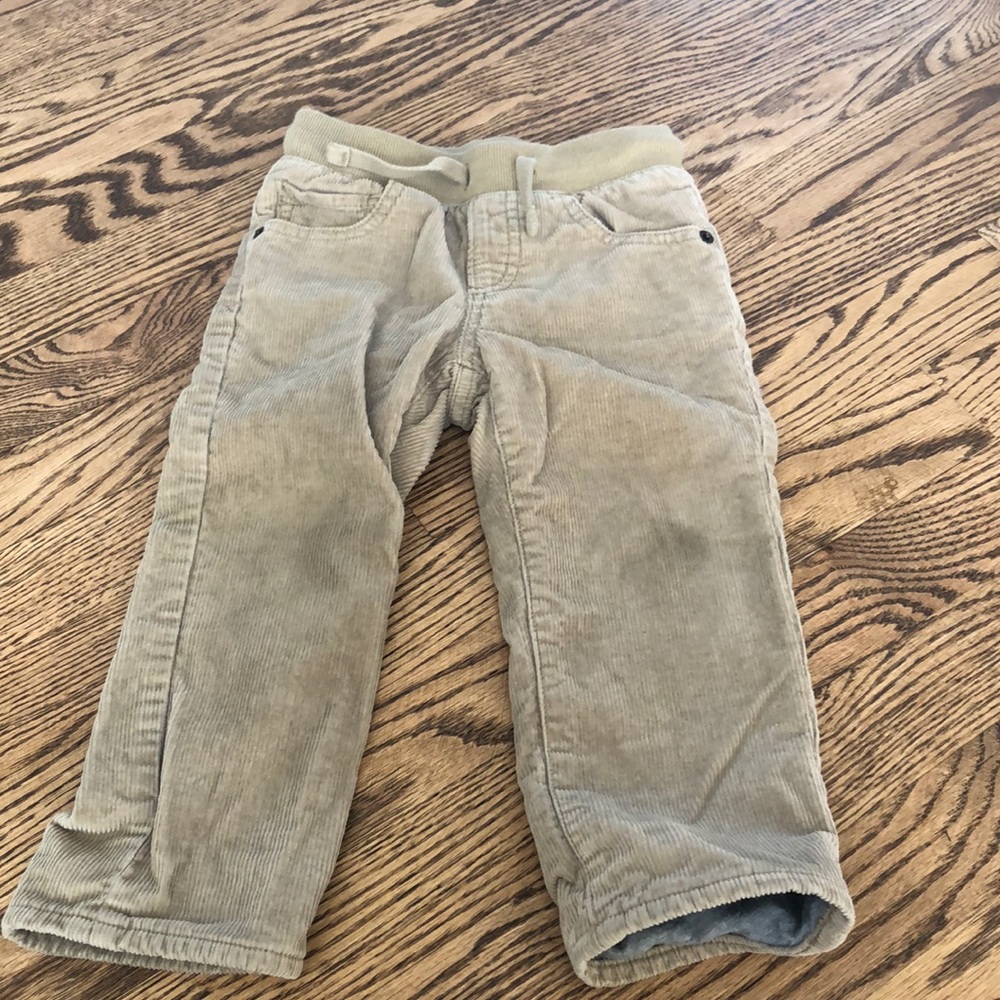 2T Gap Khaki Corduroy Pants with Gray Lining